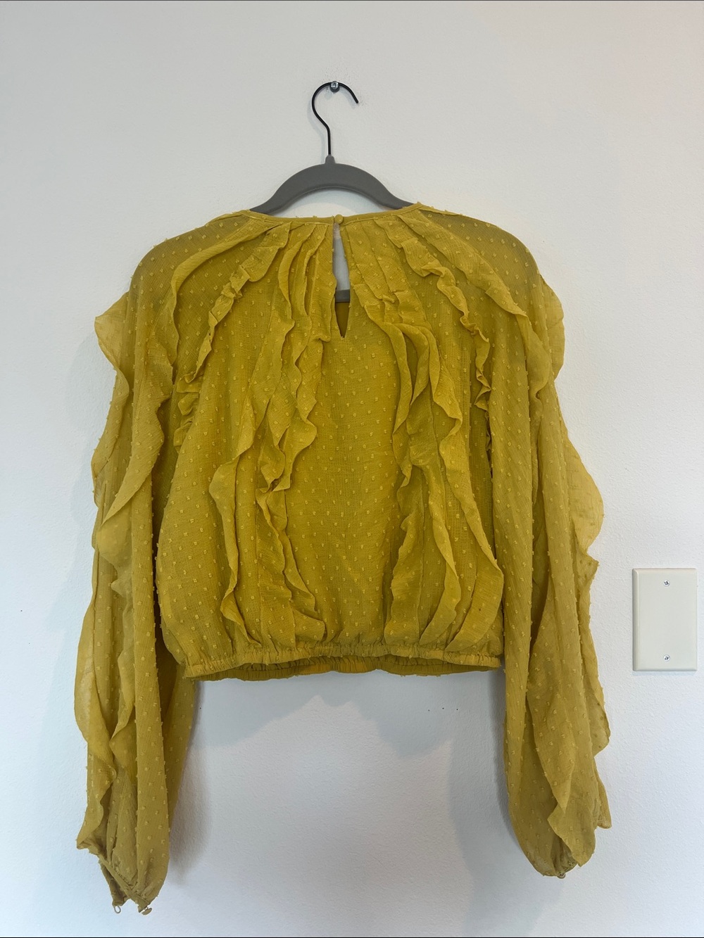 Elliatt Olive-Mustard Ruffle Peplum Blouse - Picture 2 of 5